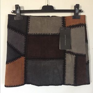 Zara - Size S Suede Patchwork Mini Skirt